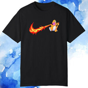 Pokemon T-Shirt Charmander Fire Graphic Retro Anime Cartoon Fan Tee